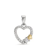 Pendentif Argent Zircone jaune Rhodié Coeur Ø11 mm-605885