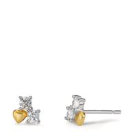 Clous d'oreilles Argent Zircone 4 Pierres jaune Rhodié Coeur-605886