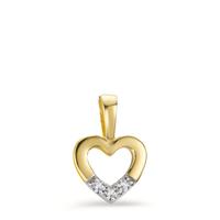Pendentif Or jaune 9K Zircone 3 Pierres Coeur Ø7.5 mm-605939