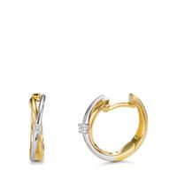 Créoles à charnières Or jaune 9K, Or blanc 9K Diamant 0.03 ct, 2 Pierres, w-si-606070