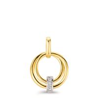 Pendentif Or jaune 9K, Or blanc 9K Diamant 0.02 ct, 4 Pierres, w-si Ø13 mm-606074