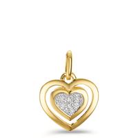 Pendentif Or jaune 18K Diamant 0.03 ct, 6 Pierres, w-si Coeur Ø10 mm-606114