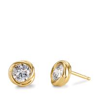 Clous d'oreilles Argent Zircone 2 Pierres jaune Plaqué or Ø8 mm-606256