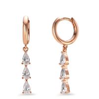 Créoles à charnières Argent Zircone 6 Pierres rosé Plaqué or-606373