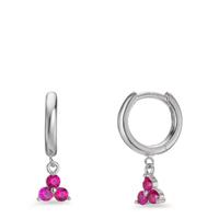 Créoles à charnières Argent Zircone rose, 6 Pierres Rhodié-606429