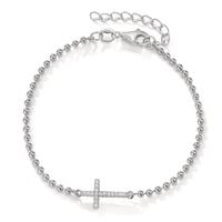 Bracelet Argent Zircone 17 Pierres Rhodié Croix 16-19 cm-606432