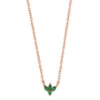 Collier Argent Zircone vert, 4 Pierres rosé Plaqué or 38-42 cm-606445