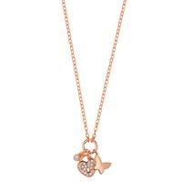 Collier Argent Zircone rosé Plaqué or Coeur 40-45 cm-606451