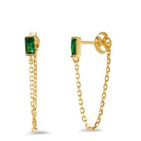 Pendant d'oreilles Argent Zircone vert, 2 Pierres jaune Plaqué or-606855