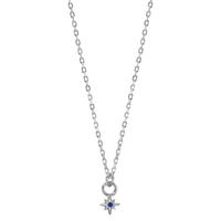 Collier Argent Zircone bleu Rhodié Étoile 36-41 cm-606860