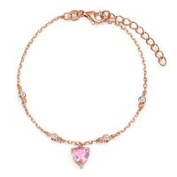 Bracelet Argent Zircone 5 Pierres rosé Plaqué or Coeur 16-19 cm-606861
