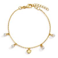 Bracelet Argent jaune Plaqué or Coeur 16-19 cm-606997
