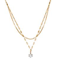 Collier Acier inoxydable Zircone 6 mm jaune PVD 40-44 cm-607014
