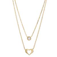 Collier Silber Zirkonia gelb vergoldet Herz 40-45 cm verstellbar-607060