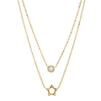 Collier Argent Zircone jaune Plaqué or Étoile 40-45 cm-607061