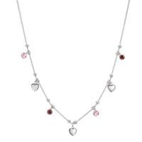 Collier Argent Zircone 4 Pierres Rhodié Coeur 40-45 cm-607074