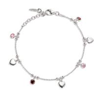 Bracelet Argent Zircone 4 Pierres Rhodié Coeur 16-19 cm-607075