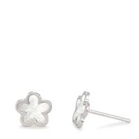 Clous d'oreilles Argent Rhodié nacre Fleur Ø8 mm-607081