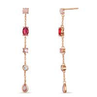 Pendant d'oreilles Bronze Zircone 10 Pierres Plaqué or-607159