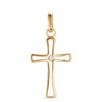 Pendentif Or jaune 9K Zircone Croix-607300