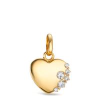 Pendentif Or jaune 9K Zircone 6 Pierres Coeur Ø10 mm-607308
