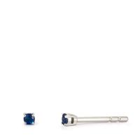 Clous d'oreilles Or blanc 9K Saphir 2 Pierres Ø2 mm-607311