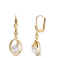 Ohrhänger 375/9 K Gelbgold Zirkonia 2 Steine Süsswasserzuchtperle-607333