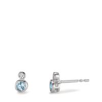 Clous d'oreilles Or blanc 9K Zircone 2 Pierres, Topaze 2 Pierres-607377