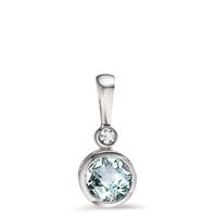 Pendentif Or blanc 9K Zircone, Topaze-607378