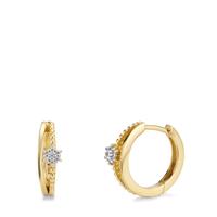 Créoles à charnières Or jaune 9K Zircone 14 Pierres-607390