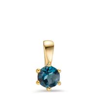Pendentif Or jaune 9K Topaze London Blue Ø5.5 mm-607410