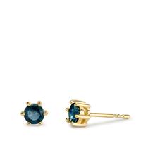 Clous d'oreilles Or jaune 9K Topaze London Blue 2 Pierres Ø5 mm-607413