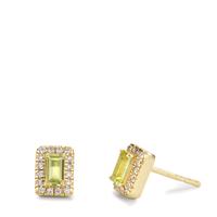 Clous d'oreilles Or jaune 9K Péridot 2 Pierres, Zircone 32 Pierres-607421