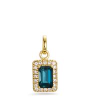 Pendentif Or jaune 9K Topaze London Blue, Zircone 20 Pierres-607425