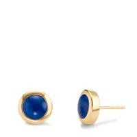 Clous d'oreilles Argent Lapis-lazuli 2 Pierres jaune Plaqué or Ø10 mm-607488