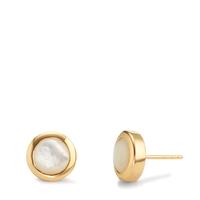 Clous d'oreilles Argent jaune Plaqué or nacre, 2 Perles Ø10 mm-607491