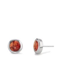 Clous d'oreilles Argent [synth. Stein] 2 Pierres Rhodié Ø10 mm-607494
