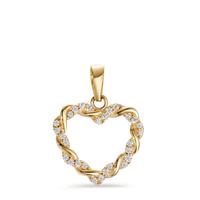 Pendentif Or jaune 14K Zircone Coeur Ø14.5 mm-607513