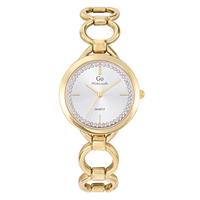 Uhr Edelstahl, Metall Kristall gelb IP beschichtet Ø30 mm-607582