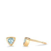Clous d'oreilles Or jaune 14K Topaze bleu, 0.28 ct, 2 Pierres Ø4.5 mm-607664
