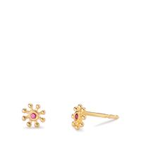 Clous d'oreilles Or jaune 14K Rubis 0.028 ct, 2 Pierres Ø5 mm-607681