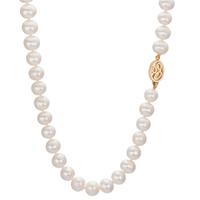 Collier Or jaune 18K perle d'eau douce blanc 8-8.5 mm 45 cm-607704