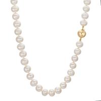 Collier Or jaune 18K perle d'eau douce blanc 8-8.5 mm 45 cm-607705