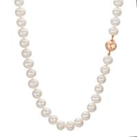 Collier Or rouge 18K perle d'eau douce blanc 8-8.5 mm 45 cm-607706