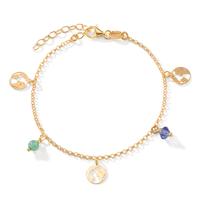 Bracelet Argent Cristal 2 Pierres jaune Plaqué or Globe 17-20 cm-607938