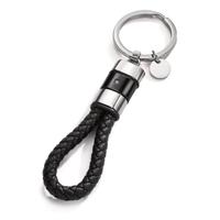 Porte-clés Acier inoxydable, Cuir, Caoutchouc Zircone noir PVD 11 cm Ø30 mm-607975