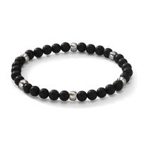 Bracelet Acier inoxydable Agate noir 20 cm Ø6.5 mm-608075
