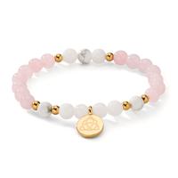 Bracelet Acier inoxydable Agate blanc, Quartz rose jaune PVD Celtique 17 cm Ø6.5 mm-608087