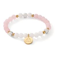Bracelet Acier inoxydable Agate blanc, Quartz rose jaune PVD Celtique 18 cm Ø6.5 mm-608088