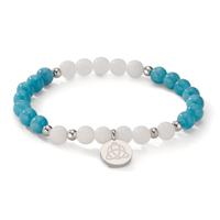Bracelet Acier inoxydable Agate blanc, Jade bleu Celtique 18 cm Ø6.5 mm-608090
